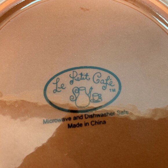 Le Petit Cafe Salad Plate Brown Green Olives 7 7/8" Lot of 2 - Picture 7 of 7